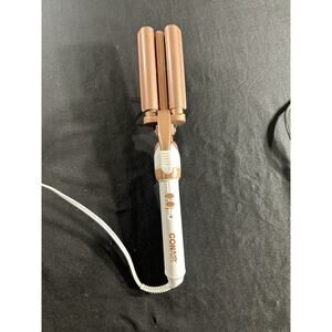 Conair Double Ceramic 3 Barrel Curling Iron Hair Waver White / Rose Gold